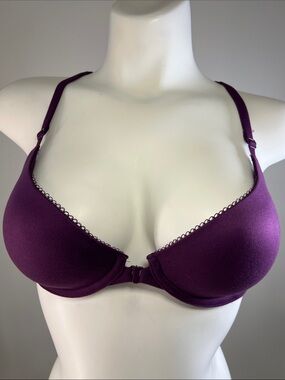 Victoria's Secret Body by Victoria Front Closure Lined Demi Bra - Deep Plum 32D